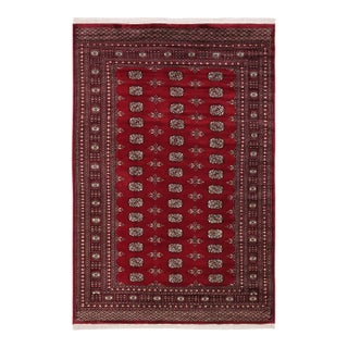 Tribal Bokhara Red/Beige Hand Knotted Wool Rug For Sale