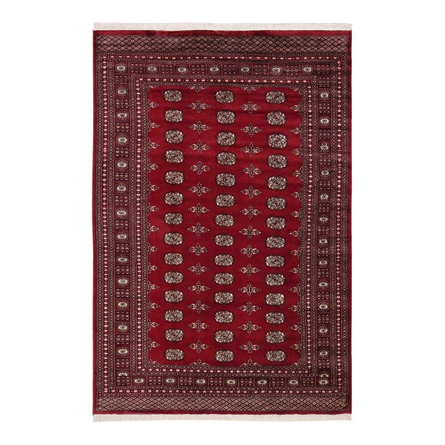 Tribal Bokhara Red/Beige Hand Knotted Wool Rug For Sale