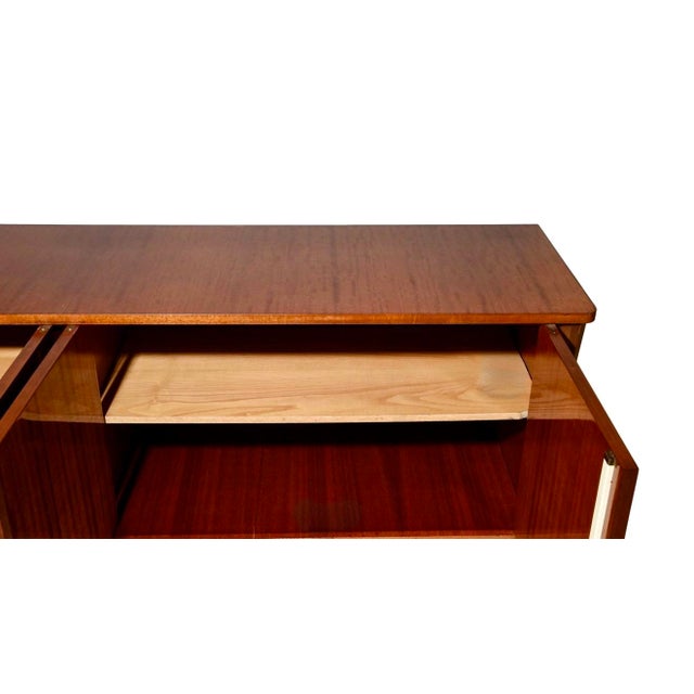 1960s French Mid-Century Modern Sideboard With Brass Pulls and Storage Drawers For Sale - Image 4 of 12