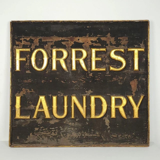 1900 - 1909 Large Folk Art Gilded and Painted Sign, u.s.a. Circa 1900 For Sale - Image 5 of 5