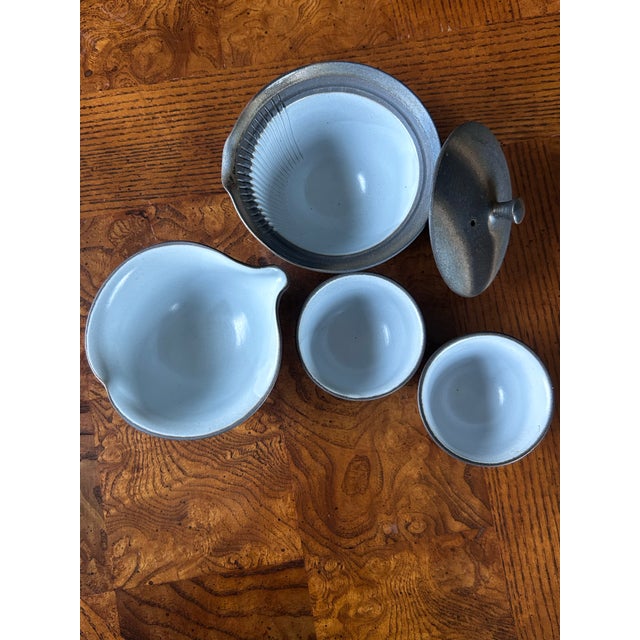 1980s 1980s Shigaraki-Yaki Japanese Tea Set by Artist Sawa Hōzan - Set of 4 For Sale - Image 5 of 5
