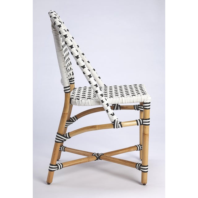 Black Tenor 18.5 in. Seat Height Rattan Side Dining Chair with Back, Black For Sale - Image 8 of 11