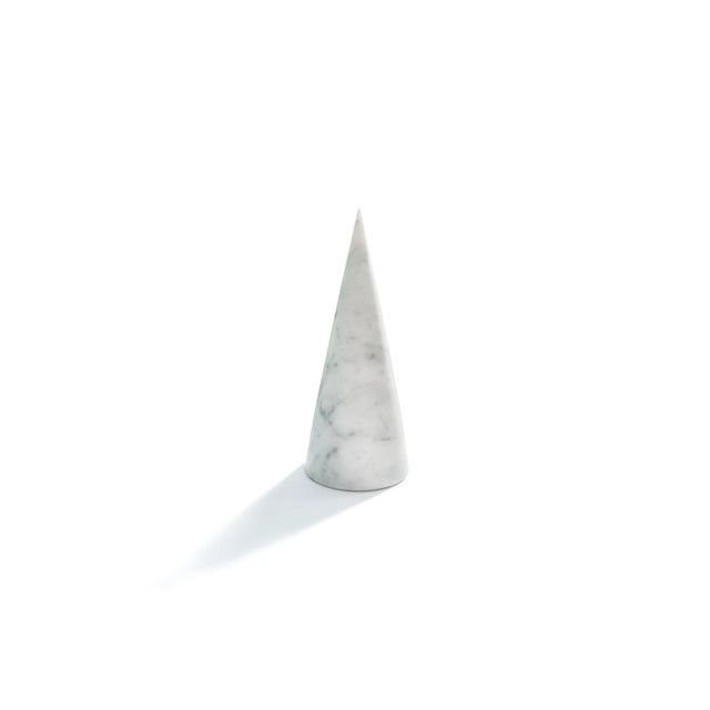A decorative big cone full in white Carrara marble. Each piece is in a way unique (every marble block is different in...