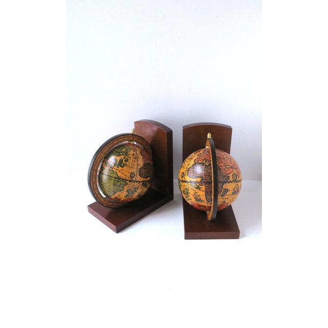 Brown Italian World Globe Bookends, Pair For Sale - Image 8 of 11