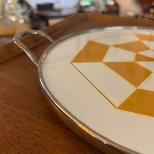 Rare Geometrical Art Deco Tile Serving Tray 1920s Makers Mark Germany Rare Geometrical Design Art Deco Mint Tile Serving Tray 1920s With Makers Marks For Sale - Image 6 of 11