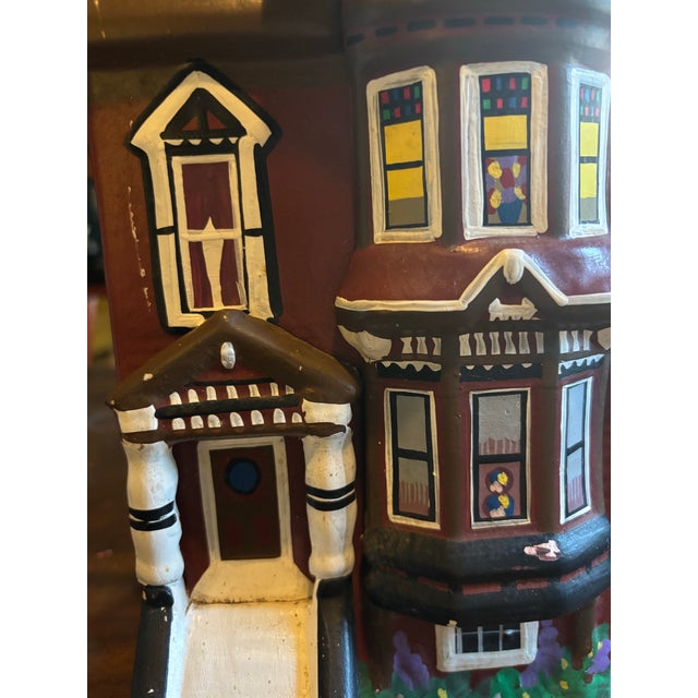 Vintage 1980s Painted Lady Victorian House Ceramic Cookie Jar For Sale In Los Angeles - Image 6 of 12