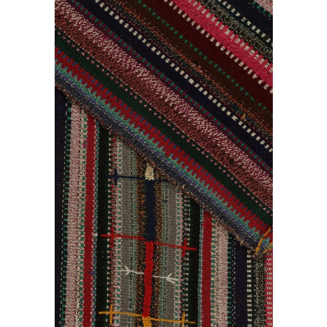Textile 1950s Vintage Chaput Kilim Rug in Multicolor Striped Pattern, Polychromatic For Sale - Image 7 of 8