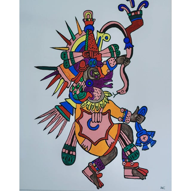 Beautiful Mexican/Aztec oversized oil on canvas painting titled “Quetzalcóatl” #1 out of 2. Made by Mexican artis Uriel...
