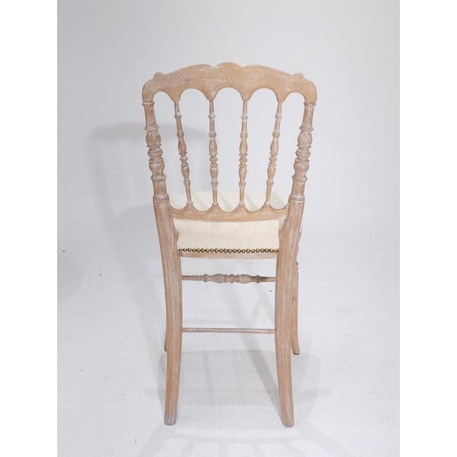 Whitewashed beech wood Ivory bouclé fabric seat