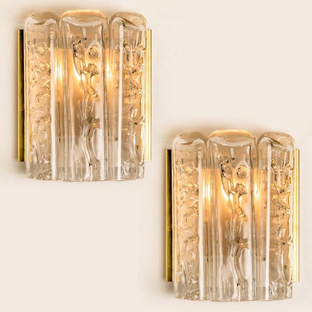 Metal Structured Blown Glass and Brass Wall Sconce attributed to Doria, 1960s For Sale - Image 7 of 14