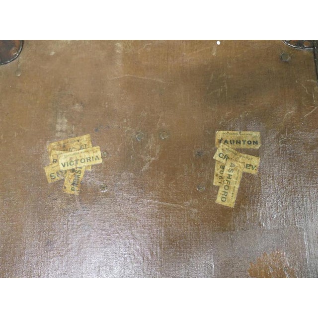 Antique Canvas Travel Trunk For Sale - Image 6 of 8