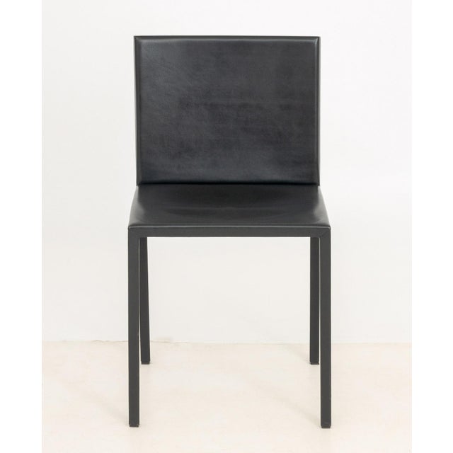 Fabian Baron for Capellini Anthracite Leather Side Chair. 32.25" H x 17.5" W x 17.5" D; seat: 18.5" H. Provenance: From an...