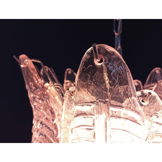 Italian Murano Six-Tier Felci Glass Chandelier with 36 Pink Glasses For Sale - Image 10 of 18