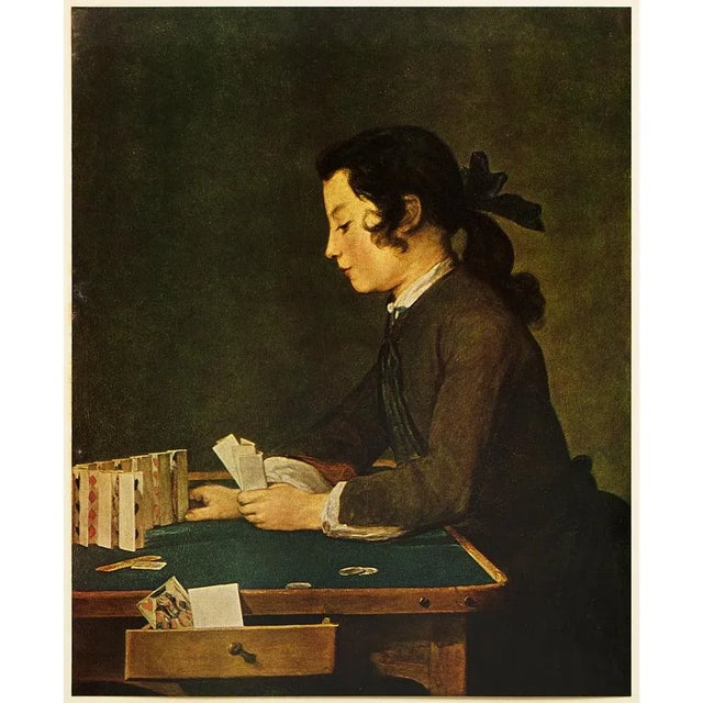 Coffee 1956 Jean Baptiste Simeon Chardin "The House of Cards", Vintage Full-Color Print For Sale - Image 8 of 8