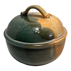 Vintage Studio Pottery Casserole Dish With Lid Signed