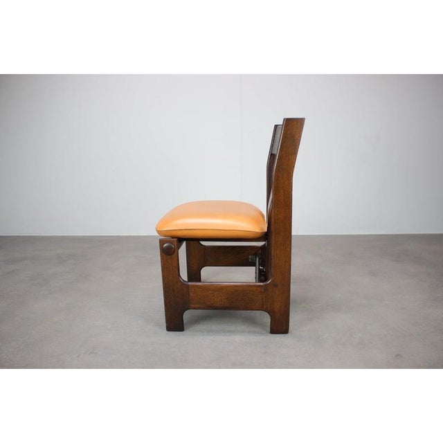 Mid-Century Modern German Sculptural Wooden Chair with Orange Faux Leather, 1970s For Sale - Image 6 of 17