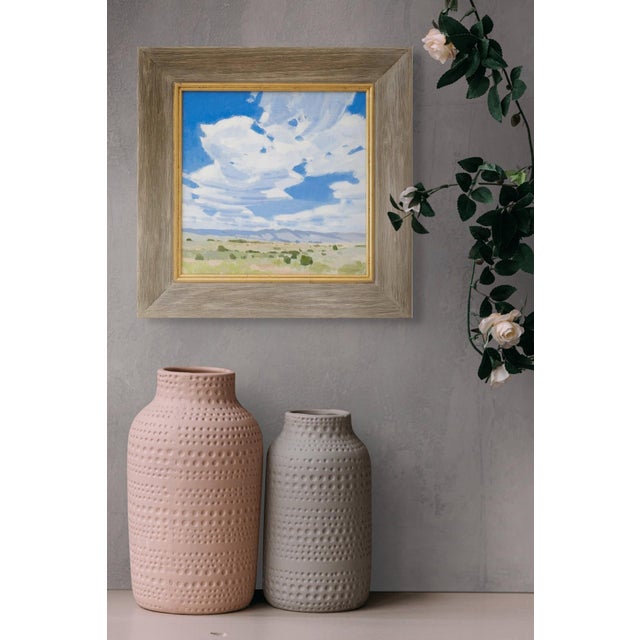 Contemporary Unhurried by Michael Magrin | Oil On Linen Landscape with clouds and distant mountains. For Sale - Image 3 of 5