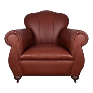 Art Deco British Tan Leather Club Armchair, 1930 For Sale