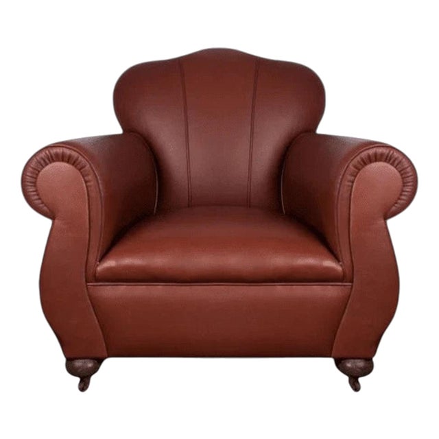 Art Deco British Tan Leather Club Armchair, 1930 For Sale
