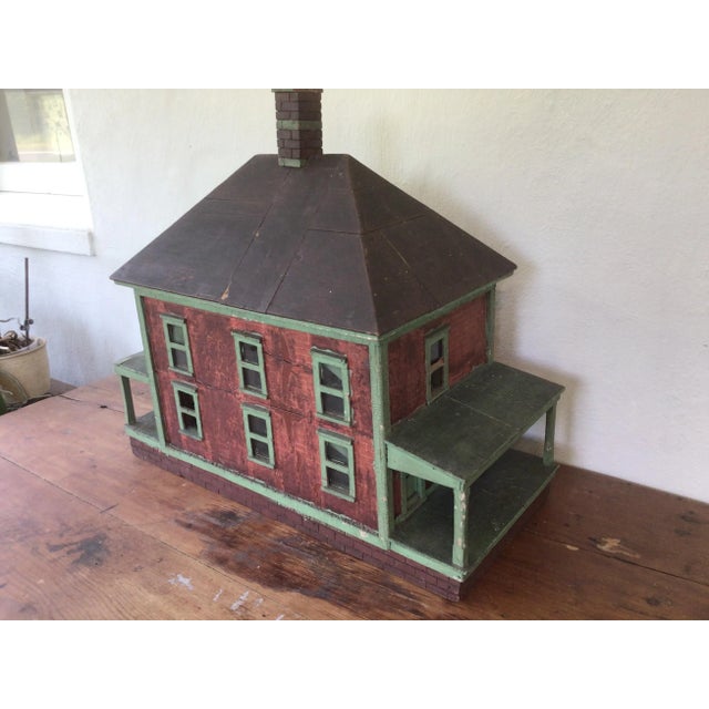 Antique 1912 hand made folk art house model made from old cigar and packing materials. This house is in remarkable...