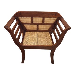 Early 20th Century Colonial Planters Chair Teak*and Bamboo Ratan For Sale