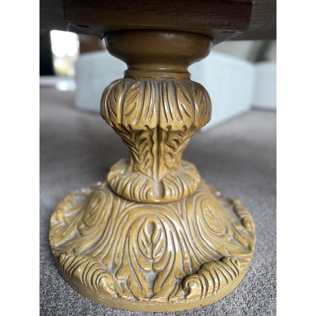 1920s Vintage French Provincial Style Carved Wood Side Tables With a Marble Top For Sale - Image 5 of 9