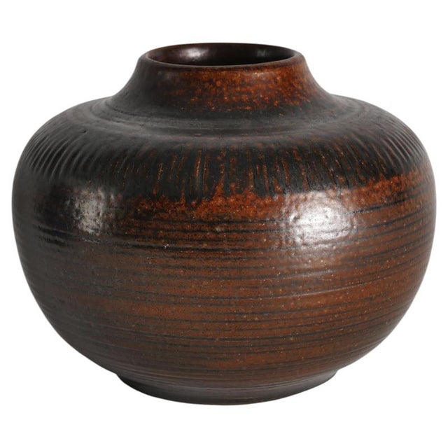 Brown Salt-Glazed Stoneware Vase by Arthur Andersson for Wallåkra For Sale - Image 13 of 13