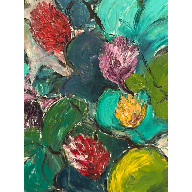 H. L., Flowers, 1950s, Oil on Canvas, Framed For Sale - Image 14 of 18
