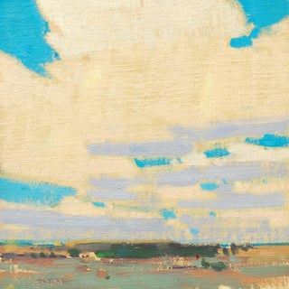 Southern Colorado Skies by Michael Magrin | Oil on linen mounted on panel Sky with clouds over landscape For Sale