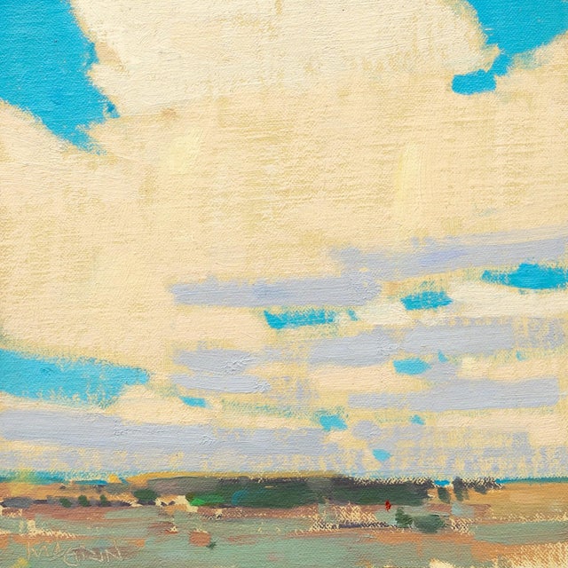 Southern Colorado Skies by Michael Magrin | Oil on linen mounted on panel Sky with clouds over landscape For Sale