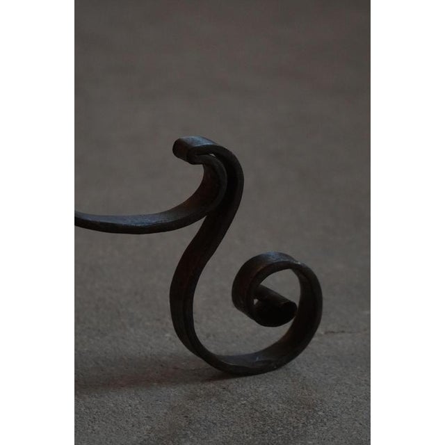 Art Deco Danish Iron Floor Lamp with Tripod Base and Floral Lampshade, 1940s For Sale - Image 16 of 18