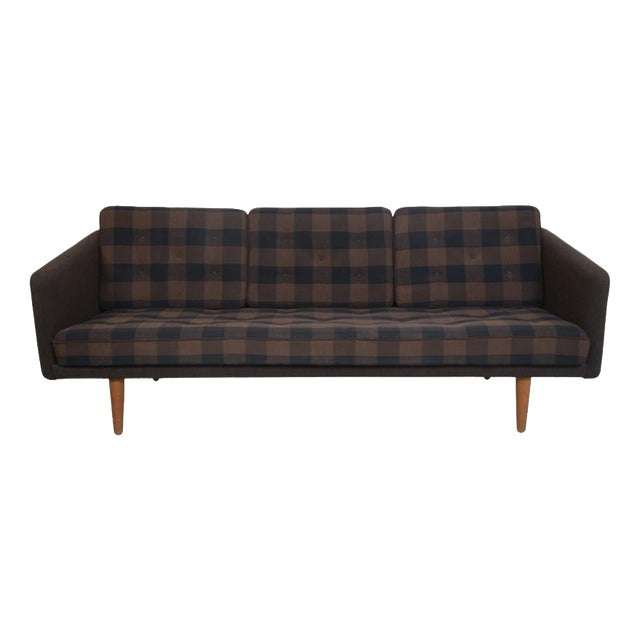 No1 3-Seater Sofa in Brown Fabric by Børge Mogensen, 1980s For Sale