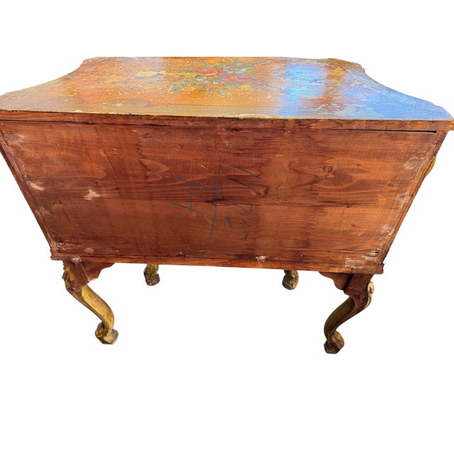 Rare Pair 18th C. Italian Venetian Rococo Hand-Painted Polychrome Bombe Commodes For Sale In San Francisco - Image 6 of 12