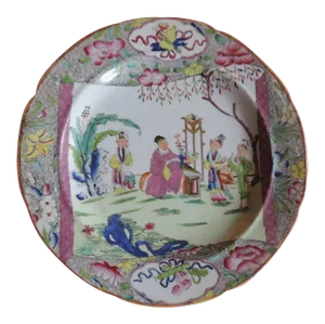 Early 19th Century Mason's Ironstone China Pink Scroll Salad or Cake Plate