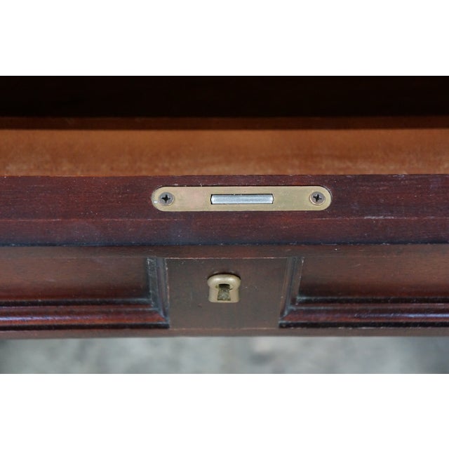 Wood Vintage Hekman Mahogany Tooled Leather Top Executive Kneehole Office Desk 60" For Sale - Image 7 of 18