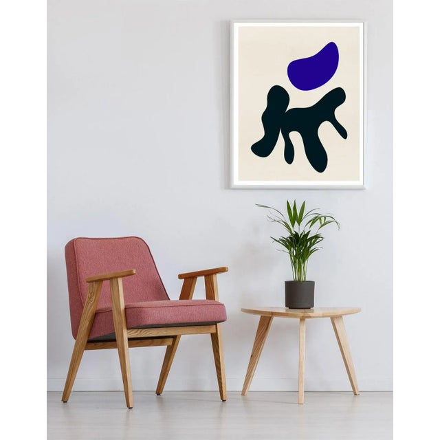 Modern Abstract With Biomorphic Shapes Blue and Black #2 Print For Sale - Image 4 of 6