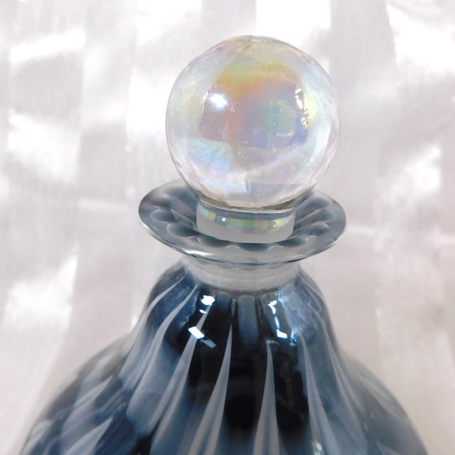 1980s Black White and Gray Art Glass Perfume Bottle For Sale - Image 4 of 5