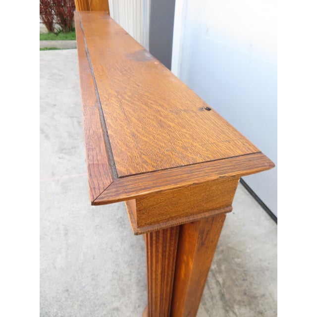 Antique Mission Oak Mantle Fireplace Surround W/ Mirror ~ Arts & Crafts ~ Columns For Sale - Image 13 of 16