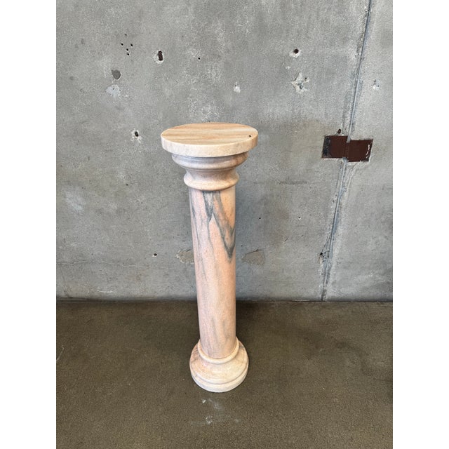 Vintage Blush Marble Column Pedestal #1 For Sale - Image 4 of 10