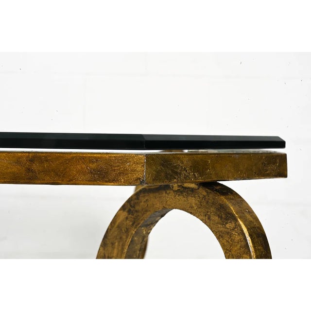 1970s Oversized Hollywood Regency Gilt Iron Two-Tier Glass Coffee Table For Sale - Image 12 of 13