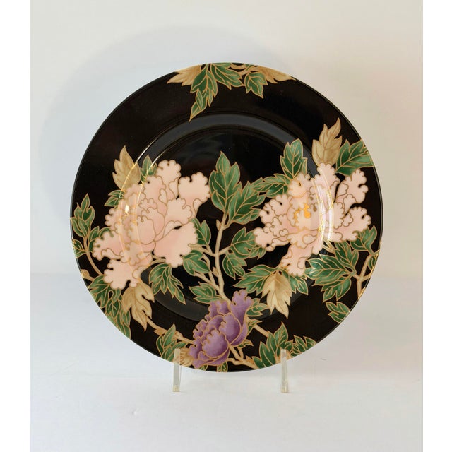 We are very pleased to offer these exquisite vintage “Cloisonné Peony” porcelain plates by Fitz and Floyd, made in Japan...