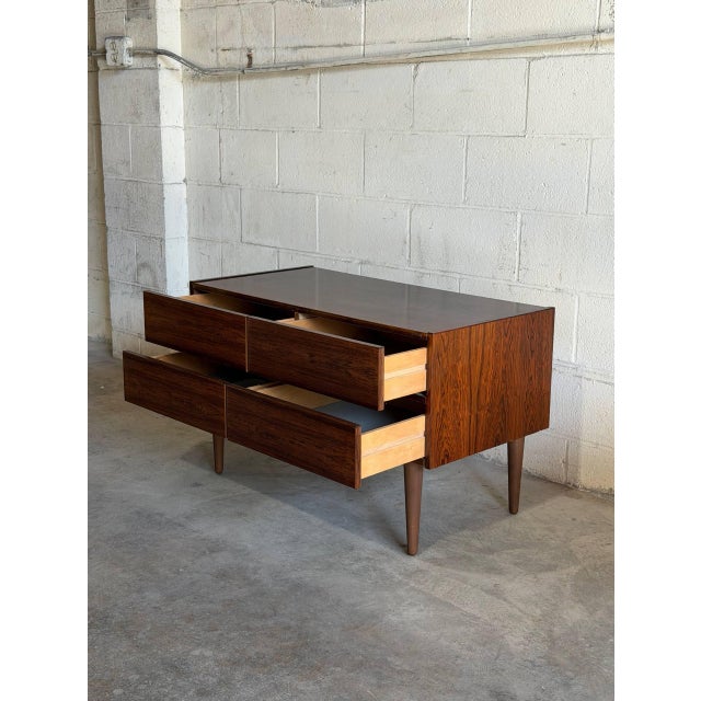 Mid-Century Modern Vintage Danish Modern Rosewood 4 Drawer Dresser Chest Mid Century Scandinavian Cabinet For Sale - Image 3 of 10