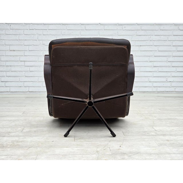 Scandinavian Swivel Armchair in Patchwork Leather, 1970s For Sale - Image 14 of 18