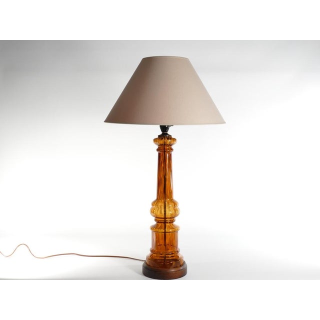 Scandinavian Modern Amber Glass Table Lamp by Miranda, 1970s For Sale - Image 6 of 18
