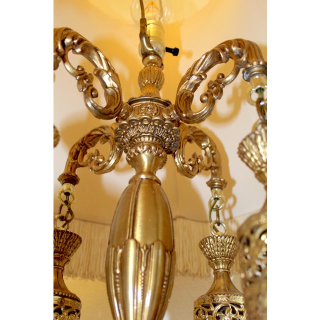 1960s Hollywood Regency Brass & Crystal Waterfall Table Lamp For Sale - Image 13 of 17