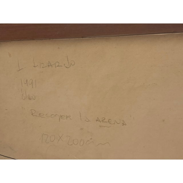 Burnt Orange Monumental 1991 Abstract Oil Painting in Earth Tones Signed L. Lizardo For Sale - Image 8 of 8