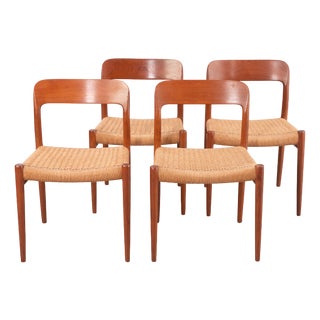 Model 75 Dining Chairs by Niels Otto Møller for J.L. Møller Mobelfabrik, Denmark, 1960s, Set of 4 For Sale