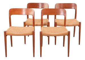 Model 75 Dining Chairs by Niels Otto Møller for J.L. Møller Mobelfabrik, Denmark, 1960s, Set of 4