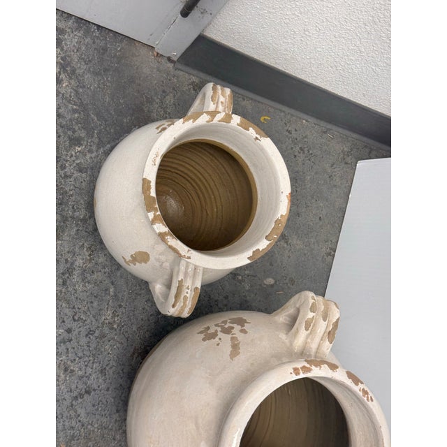 Pottery Barn Tuscan Handcrafted Terracotta Double-Handled Urns, Set of Three For Sale - Image 11 of 12