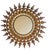 Large wrought iron sunburst mirror from the 1950s. Italian handcrafted, decorated with leaves, gold colour.